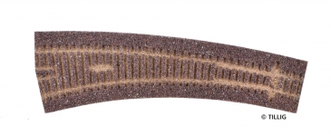 TILLIG 86524 - H0 Gleisbettung Elitegleis dunkel (braun) für linke Innenbogenweiche 17°